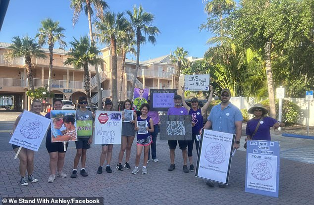 Outside the courthouse on Monday, protesters showed their support for the former ballerina