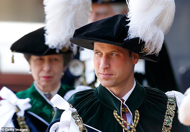 Princess Anne and her cousin William attend the Order of the Thistle Service at St Giles Cathedral in 2016