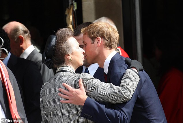 The couple embrace warmly during the service celebrating the life of Diana, Princess of Wales, held at the Guards Chapel in 2007