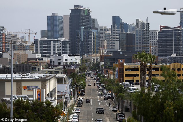 Pictured: Downtown San Diego. The city has transformed from a small town of just over 16,000 people in 1890 to one of the largest, most expensive metros in the country