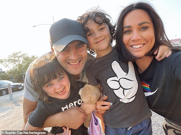 Sophie divorced AFL star Jarryd Cachia in 2019 and they now raise their two children together (all pictured)