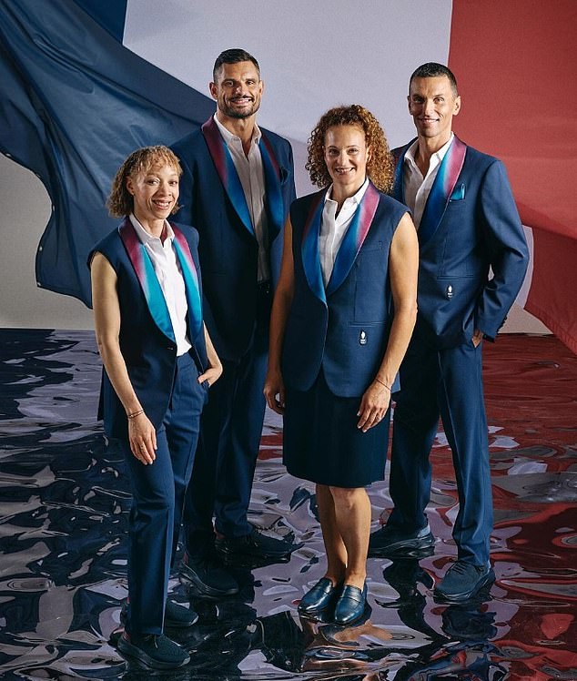 Sturdy shoes and a striking jacket... France has opted for the atmosphere of the cabin crew with its official Olympic outfit, with the colours of the tricolour incorporated into the lapels of the jackets.