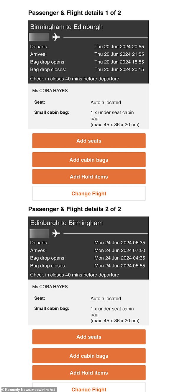 Cora paid £140 for the flight from Birmingham to Edinburgh to make her second date with Jack possible