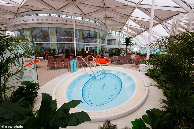 The solarium pool aboard the Utopia, which cost more than £1 billion ($1.3 billion) to build and is Royal Caribbean's 28th ship