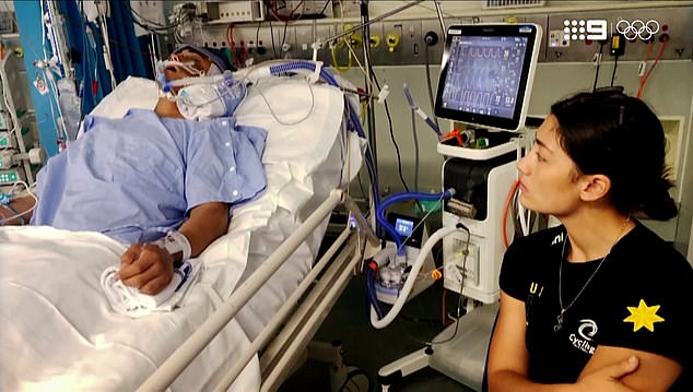 Ally burst into tears and was emotional by the 'beautiful story', while Saya (pictured with Kai in the hospital) was also moved by her brother's tribute