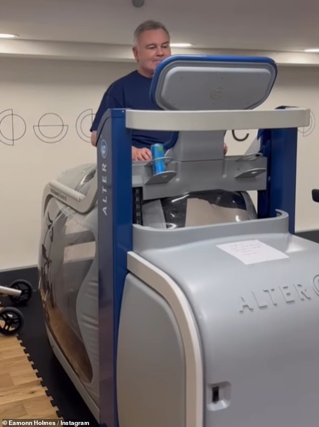 The GB News presenter posted a video of himself using an Alter G anti-gravity treadmill, which helps his 'legs and body move like it did before' his injury