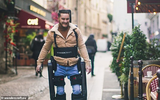 The personal exoskeleton, worn here during a promotional shoot by Mr Piette, was developed by the French company Wandercraft