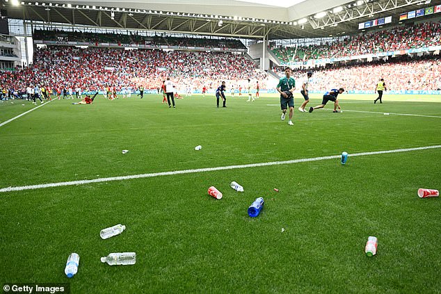 Objects were thrown from the stands after Argentina scored a late equaliser in Saint-Etienne