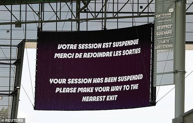 A message was displayed asking fans to go to the nearest exit