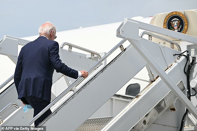 Biden was last seen looking frail as he boarded Air Force One on July 23