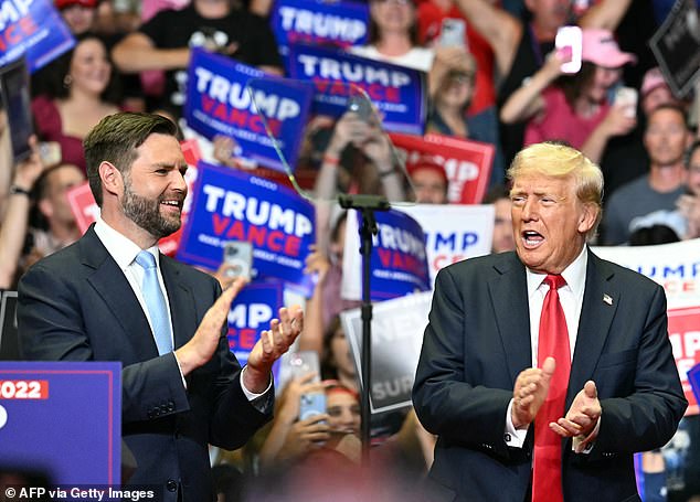 Former President and current Republican candidate Donald Trump selected Vance as his vice presidential nominee on July 15. Pictured at a rally in Michigan on July 20.