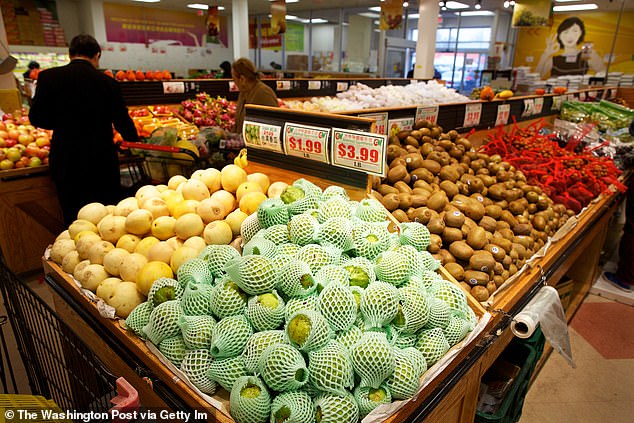 Fresh food on display at a Great Wall grocery store in Virginia