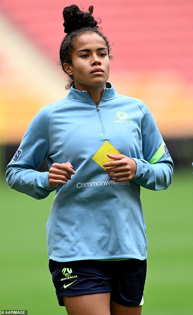 The Matildas have become a sporting giant and have taken the country by storm after reaching the semi-finals of the World Cup on home soil last year (pictured is young talent Mary Fowler)