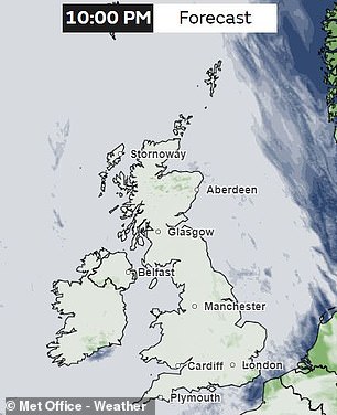 Thick cloud over much of the UK will also reduce the visibility of the Northern Lights