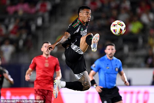 Arsenal's Gabriel Jesus #9 kicks the ball during the second half against AFC Bournemouth