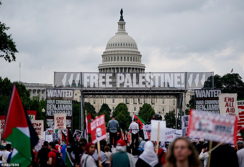 Thousands more are planned to march down the National Mall to the Capitol today ahead of Netanyahu's 2 p.m. ET speech. The prime minister is expected to meet separately with President Joe Biden and Vice President Harris on Thursday. He will also travel to Mar-a-Lago to meet with former President Donald Trump, the GOP nominee for president, on Friday.