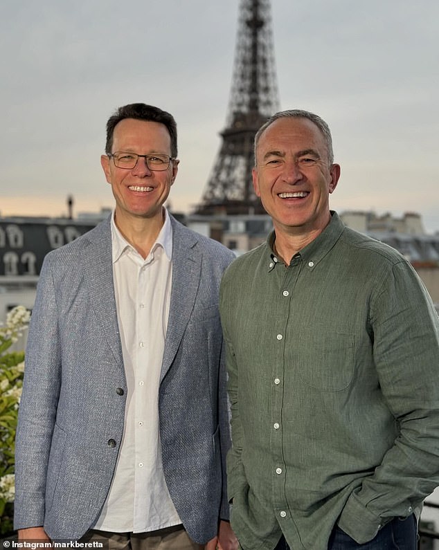 Today, Perkins is CEO of the Australian Sports Commission (pictured left, with TV personality Mark Beretta in Paris this week)