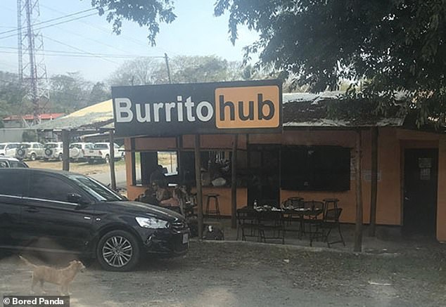 Oops! Elsewhere, another customer stumbled upon a Burrito Hub, in Costa Rica, that looked like a bold website logo