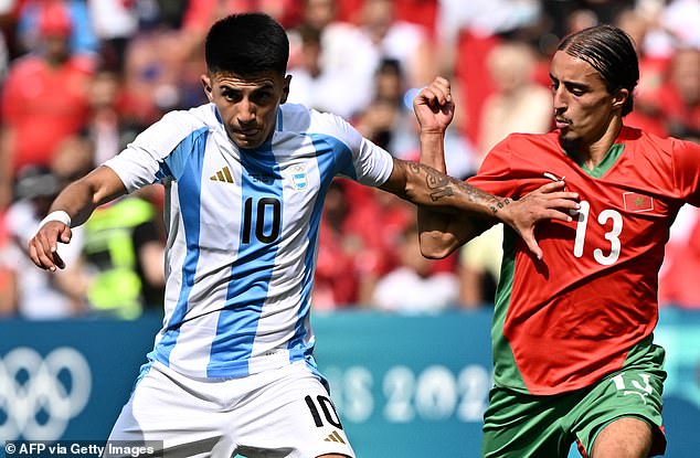 Yassine Kechta (right) claimed Morocco's players had no idea Argentina's goal had been disallowed during the delay of nearly two hours