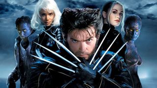 A press photo for X-Men 2 featuring Wolverine, Storm and Rogue