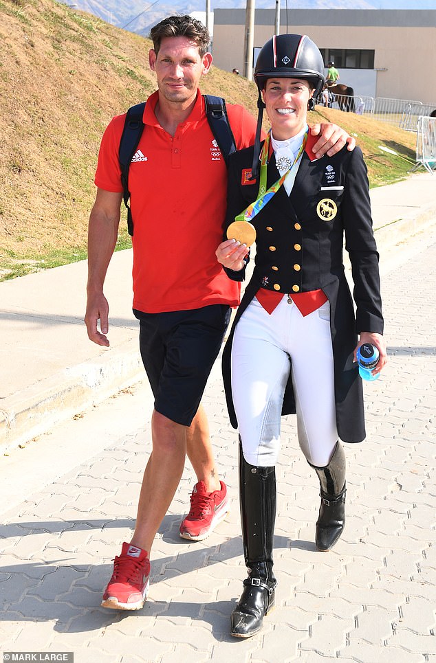 Dujardin with her fiancé Dean Wyatt-Golding after winning the gold medal at Rio 2016