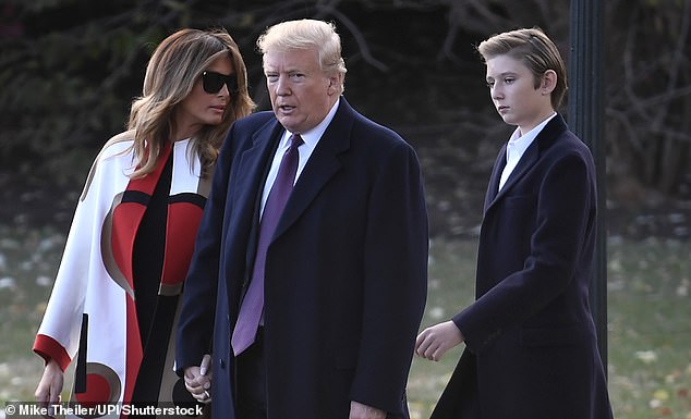 Melania Trump, Donald Trump and Barron Trump at the White House in November 2018