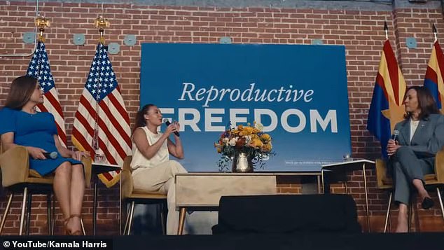 In the video, Harris talks about reproductive freedom. Abortion has been a major issue for the vice president on the campaign trail since the Supreme Court overturned Roe v Wade