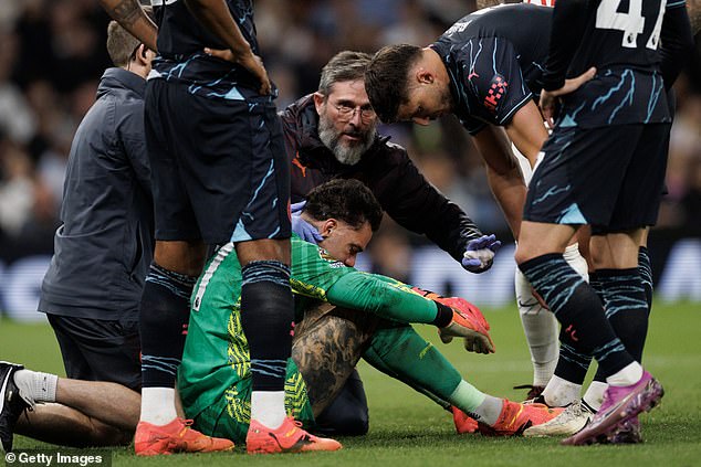 Ederson was forced to be substituted against Tottenham due to a head injury, but was visibly frustrated on the bench