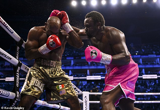 Chisora ​​(pictured fighting Gerald Washington) made it clear he will try to retire with 'a fifth-round knockout victory' rather than a defeat