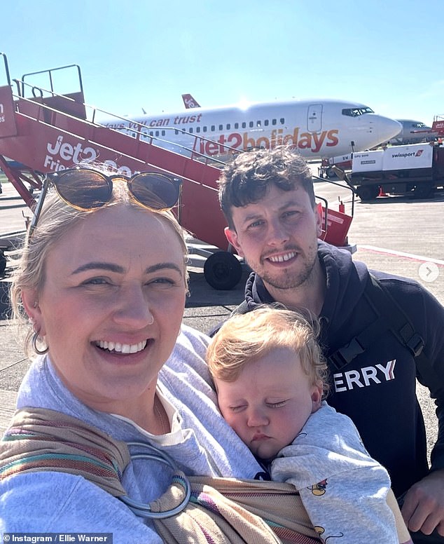 Ellie welcomed her son Ezra with her boyfriend Nat in June last year, and the family enjoyed a relaxing holiday together in May