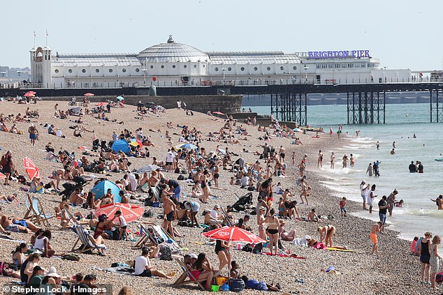 Analysis of the weather data shows that human-induced climate change made this data 'much more likely'. Pictured: Brighton beach in September 2023