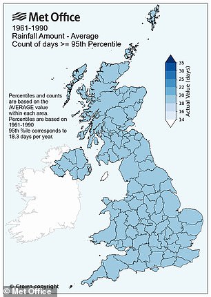 We also see an increasing frequency of the wettest days