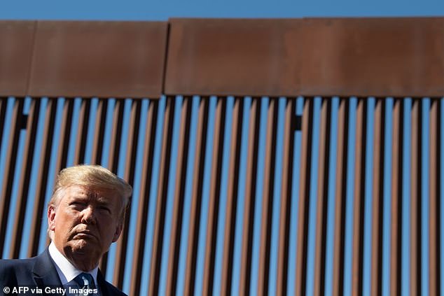 US President Donald Trump visits the US-Mexico border fence in Otay Mesa, California on September 18, 2019