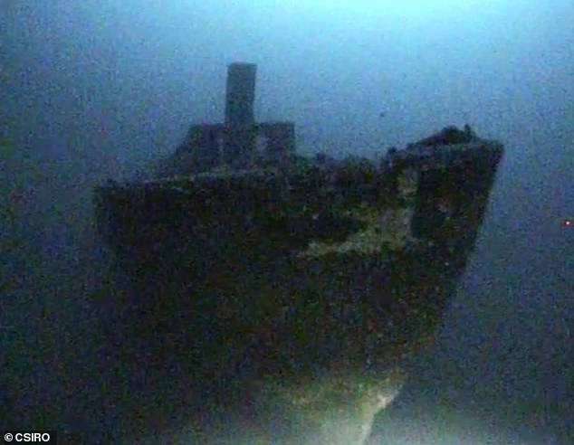 Teams gathered to determine the location of the shipwreck and found it to be largely intact and standing upright (see photo)