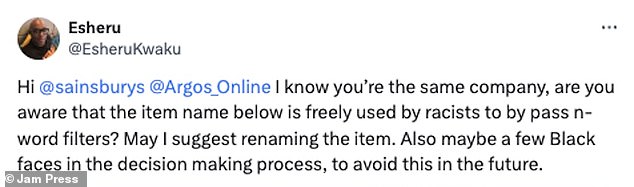 The company was made aware of the issue after a concerned customer contacted X claiming that the term 'knee growth' was allegedly being used as a disguise for a racist slur