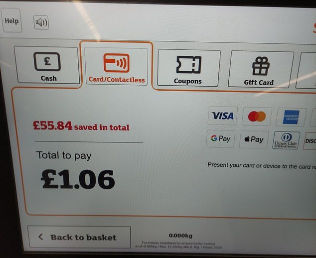 An example of the voucher in use: the customer saves £55.84