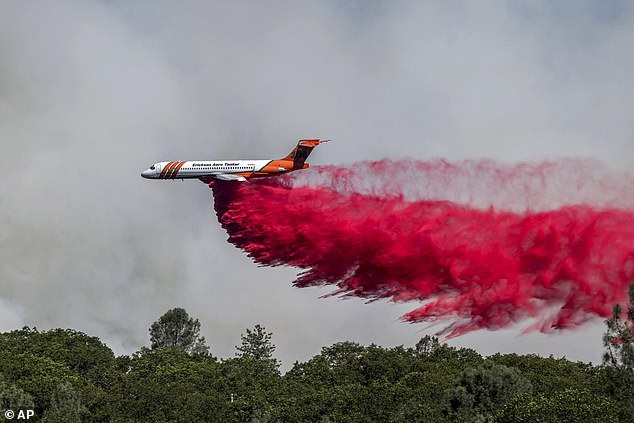 Firefighters have said they are being hampered by the area's steep terrain and are using aircraft to help fight the fire.