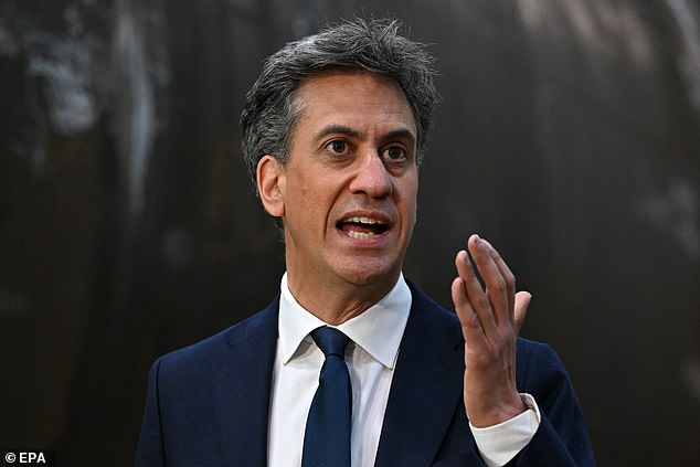 Ed Miliband speaks ahead of Sir Keir Starmer during their visit to Hutchinson Engineering in Widnes yesterday