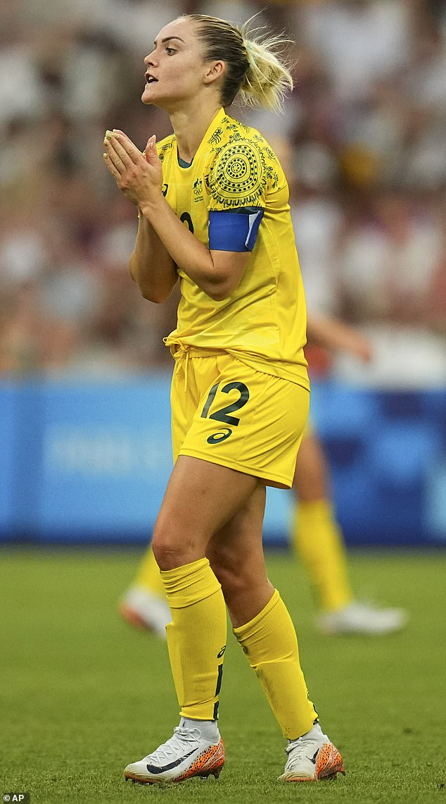 Defender Ellie Carpenter (pictured) was caught from a corner for Germany's first goal and enjoyed a match to forget in Marseille