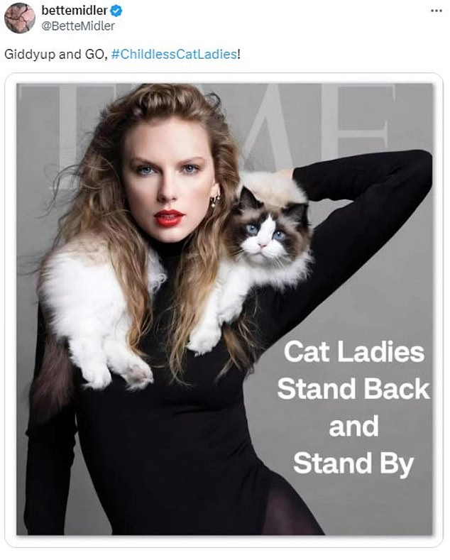 The Divine Miss M, who has had an equally successful and decorated career as her namesake, has jumped into the meme-making fray following JD Vance's comment about 'childless cat ladies'