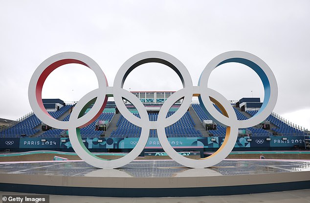 Pictured, at La Concorde Skate Park, ahead of the Paris Olympics, which begin on Friday (July 26).