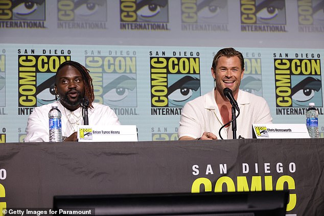 The actor also wore a silver watch and light blue jeans as he greeted Comic-Con fans once again