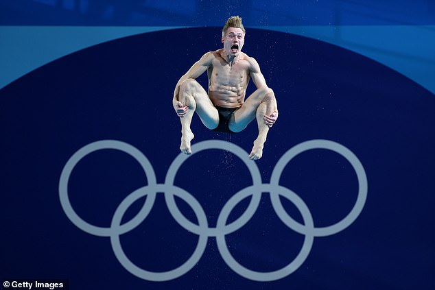 The 29-year-old athlete trains in a diving training session in preparation for the Olympic Games in Paris