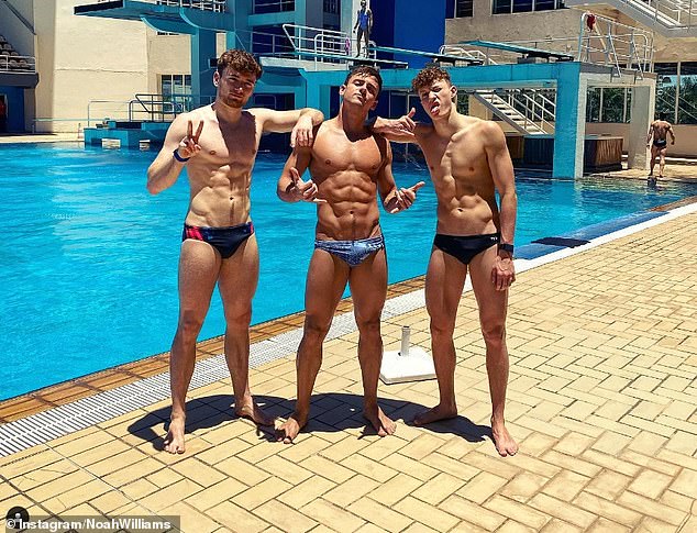 Williams (right) poses in an Instagram photo alongside Daley (center) and Matty Lee (left)