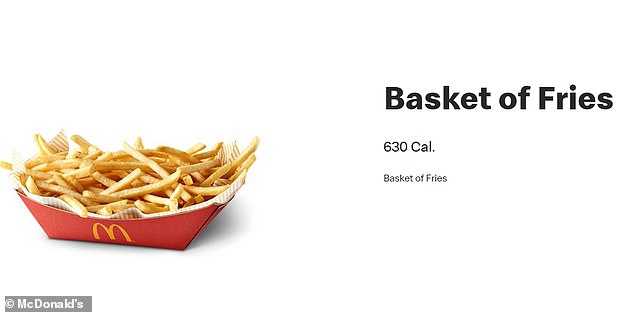 In stores in the US, customers can buy something called a basket of fries (pictured)