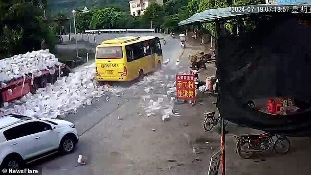 Hundreds of beer cans can be seen lying on the street