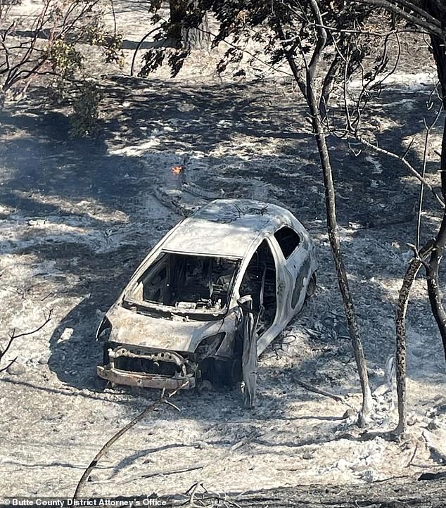 The vehicle then fell 60 feet (18 meters) down an embankment, sparking a fire tornado that burned more than 170,000 acres (71,000 hectares) in Northern California overnight and prompted mass evacuations.