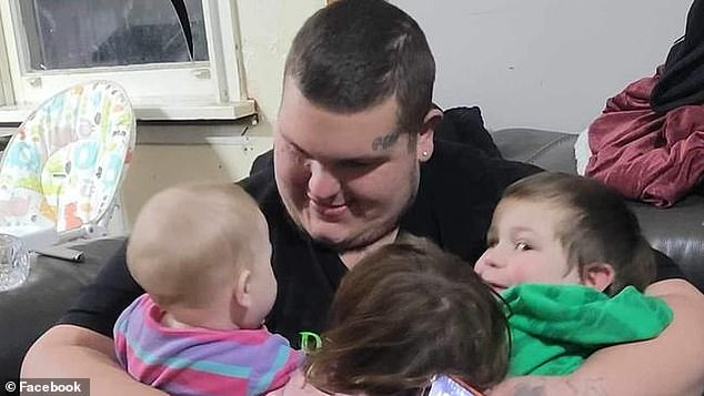 Mr Selby's fiancée and mother of their 11 children, paid a moving tribute to her 'wonderful protector' (pictured Mr Selby with three of his children)