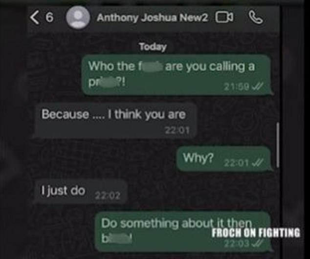 He revealed numerous messages that were presented as a WhatsApp feud between the two