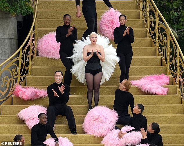 Lady Gaga was photographed putting the finishing touches on her show ahead of her live performance at the opening ceremony, where she will duet with Celine Dion